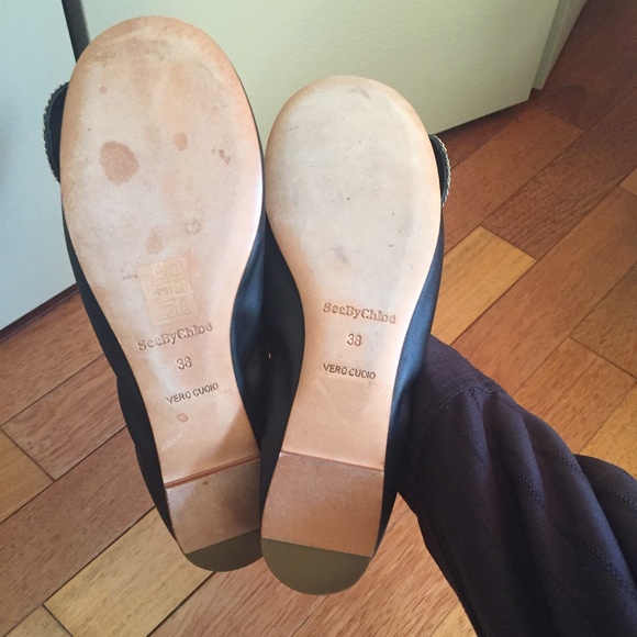 SEE BY CHLOE ZIPPER PUNK BOW BALLET FLATS - Picture 6 of 7